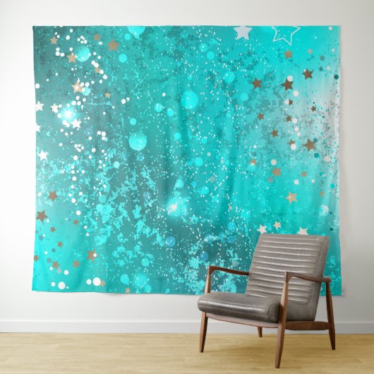 Mint Turquoise Foil Hintergrund Wandteppich (Beispiel (Horizontal))