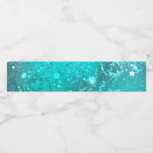 Mint Turquoise Foil Hintergrund Wasserflaschenetikett (Einzelnes Label)