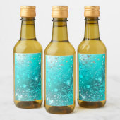 Mint Turquoise Foil Hintergrund Weinetikett (Flaschen)