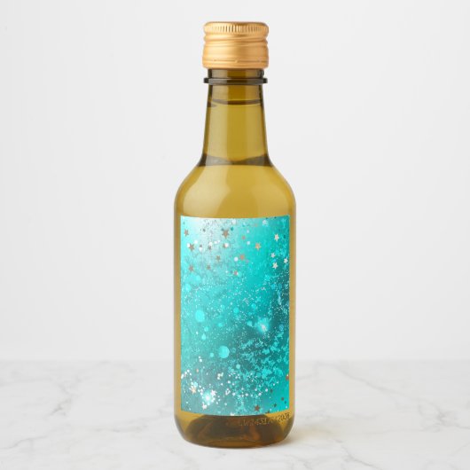 Mint Turquoise Foil Hintergrund Weinetikett (Vorderseite)