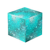 Mint Turquoise Foil Hintergrund Würfel (Rückseite Schrägansicht)