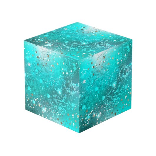 Mint Turquoise Foil Hintergrund Würfel (Vorderseite Schrägansicht)