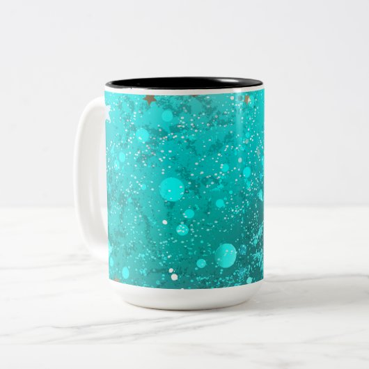 Mint Turquoise Foil Hintergrund Zweifarbige Tasse (Vorderseite Links)