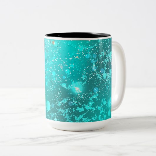 Mint Turquoise Foil Hintergrund Zweifarbige Tasse (VorderseiteRechts)