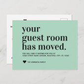 Mint Typografy Guest Room Moving Ankündigung (Vorne/Hinten)