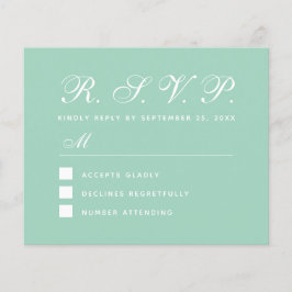 Mint UAWG Budget Green White Wedding Response Card