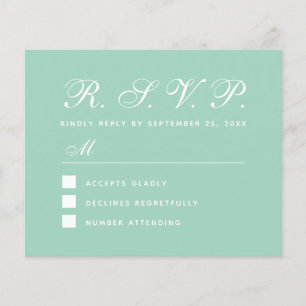 Mint UAWG Budget Green White Wedding Response Card