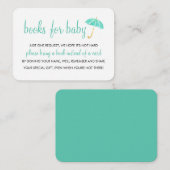 Mint Umbrella Baby Dusche | Bücher für Babybettche Begleitkarte (Vorne/Hinten)
