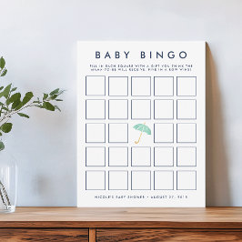 Mint Umbrella | Babydusche Bingo Game Card Einladung