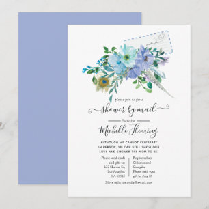 Mint und Blau Boho Baby Shower per Post Einladung