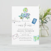 Mint und Blue Boho Miss zu Mrs. Brautparty Einladung (Stehend Vorderseite)