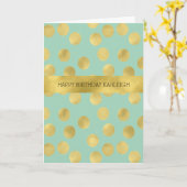 Mint und Gold Glitz Dots Geburtstag Karte (Gelbe Blume)