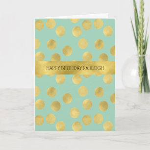 Mint und Gold Glitz Dots Geburtstag Karte