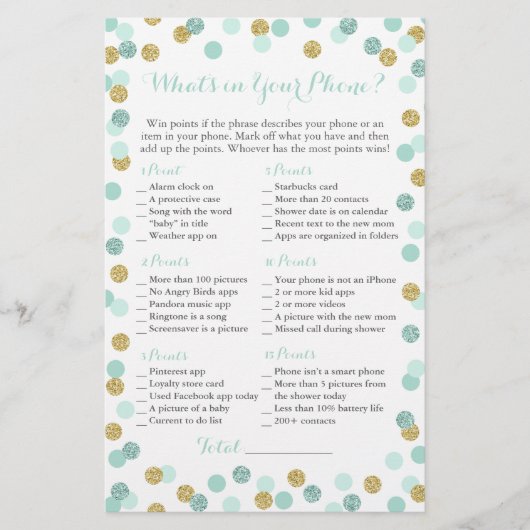 Mint und Gold Glitzer Was ist in Ihrem Handyspiel? (Vorderseite)
