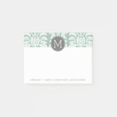 Mint- und Grau-Damaskusmuster mit individuellem Mo Post-it Klebezettel (Vorderseite)