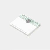 Mint- und Grau-Damaskusmuster mit individuellem Mo Post-it Klebezettel (angewinkelt)