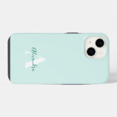 Mint- und grüne moderne Anfangsmonogramm iPhone Hülle (Rückseite (Horizontal))