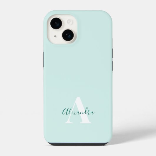 Mint- und grüne moderne Anfangsmonogramm iPhone Hülle (Rückseite)