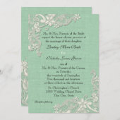 Mint und Lacey Ivory Floral Einladung (Vorne/Hinten)