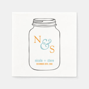 Mint und Mandarine Mason Jar Mit Monogramm Hochzei Serviette