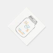 Mint und Mandarine Mason Jar Mit Monogramm Hochzei Serviette (Ecke)