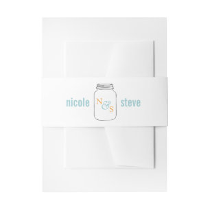 Mint und Mandarine Mason Jar Monogram Wedding Einladungsbanderole