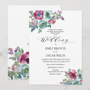 Mint und Mauve Floral Wedding Einladung