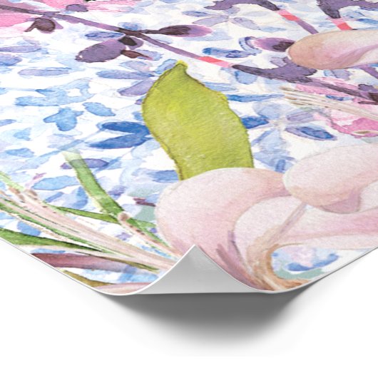 Mint und Mauve Wedding Wassercolor Blumenposter Poster (Ecke)