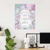 Mint und Mauve Wedding Wassercolor Blumenposter Poster (Heimbüro)