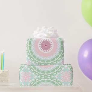 Mint- und rosa modernes Mandala-Muster Geschenkpapier