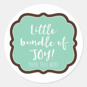 Mint- und Schokoladenbraune Bundle of Joy Babypart Runder Aufkleber