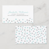 Mint und Silver Glitzer Confetti Dots Visitenkarte (Vorne/Hinten)