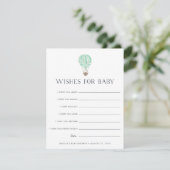 Mint | Up in Air Baby Shower Wish Card Einladung (Stehend Vorderseite)