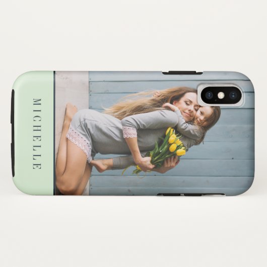 Mint | Vertikales Foto Monogramm personalisiert Case-Mate iPhone Hülle (Rückseite (Horizontal))
