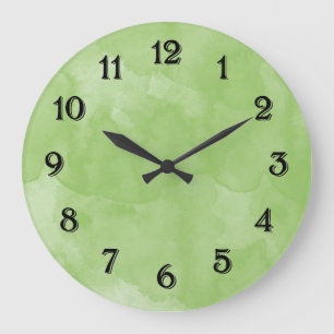 Mint-Wasserfarbe chic grün pastell Große Wanduhr
