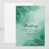 Mint Watercolor Bloom Wedding Einladung (Vorne/Hinten)