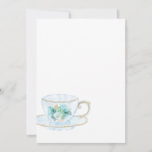 Mint Watercolor Brautparty Tee Party Einladung (Rückseite)