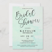 Mint Watercolor Bridal Dusche Einladung (Vorderseite)