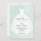 Mint Watercolor Bridge Gown Brautparty Einladung (Vorderseite)