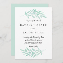 Mint Watercolor Einladung zur Hochzeit