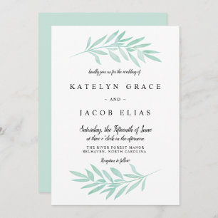 Mint Watercolor Einladung zur Hochzeit