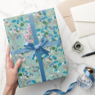 Mint Watercolor Floral Rose Branch Jeden Anlaß Geschenkpapier