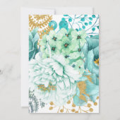 Mint Watercolor Floral Wedding Einladung (Rückseite)