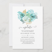 Mint Watercolor Floral Wedding Update Einladung (Vorderseite)