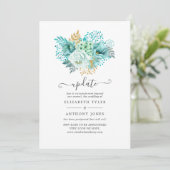 Mint Watercolor Floral Wedding Update Einladung (Stehend Vorderseite)