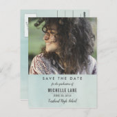Mint Watercolor Graduate Save the Date Foto Postkarte (Vorne/Hinten)