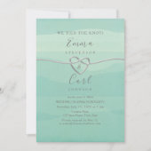 Mint Watercolor Herz Hochzeitsempfang Einladung (Vorderseite)