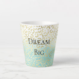 Mint Watercolor Ombre Glam Gold Leopard Milchtasse