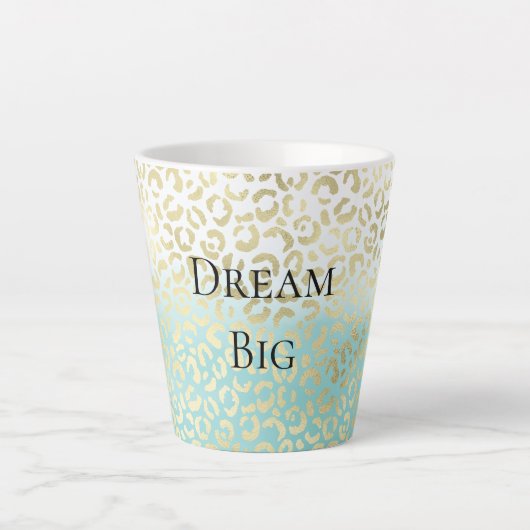 Mint Watercolor Ombre Glam Gold Leopard Milchtasse (Vorderseite)