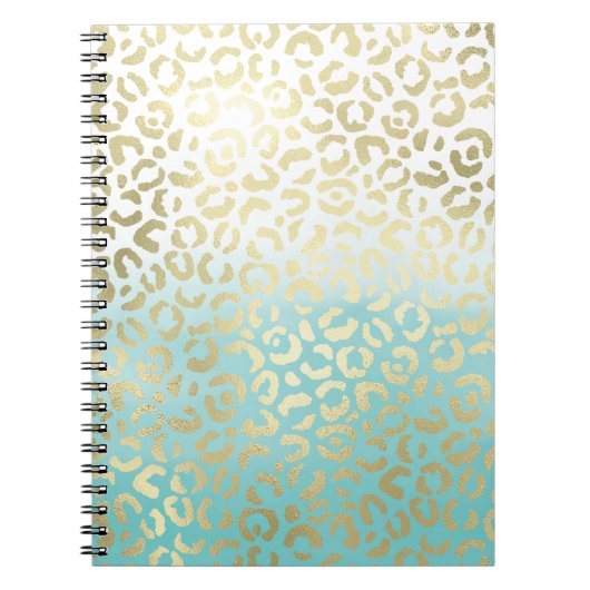 Mint Watercolor Ombre Glam Gold Leopard Notizblock (Vorderseite)
